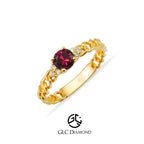 14K Gold Diamond Ruby Chain Ring