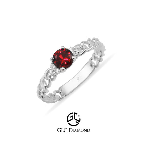 14K Gold Diamond Ruby Chain Ring