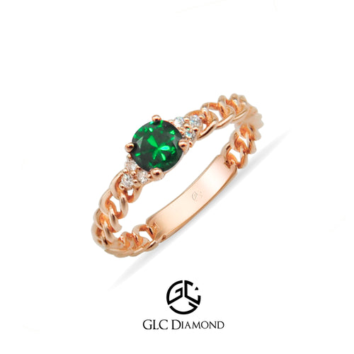 14K Gold Emerald Chain Ring