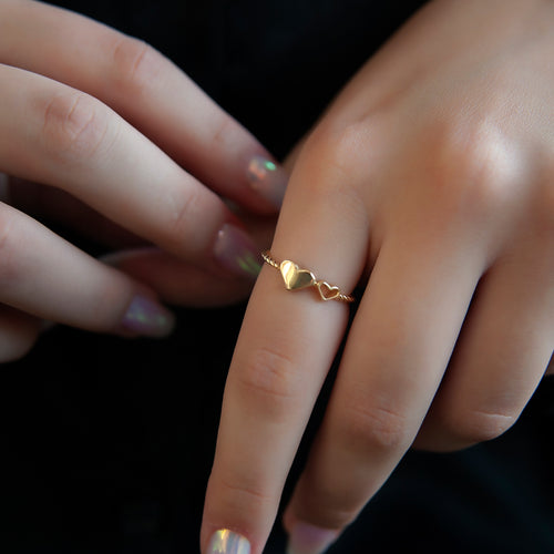 14K Solid Gold Heart Ring