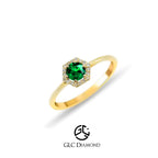 14K Solid Gold Emerald Solitaire Ring