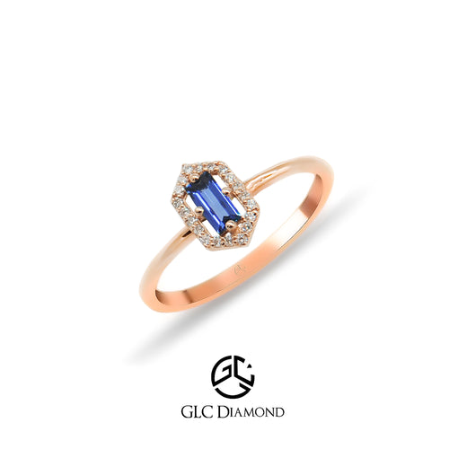 14K Solid Gold Diamond Sapphire Statement Ring