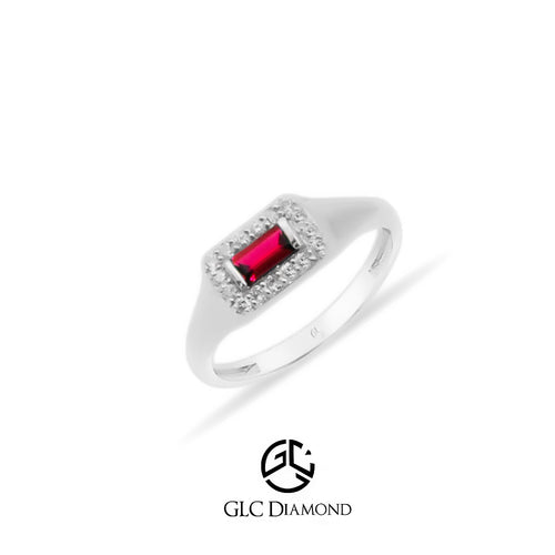 14K Gold Ruby Diamond Signet Ring