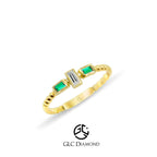 14K Gold Baguette Emerald Ring