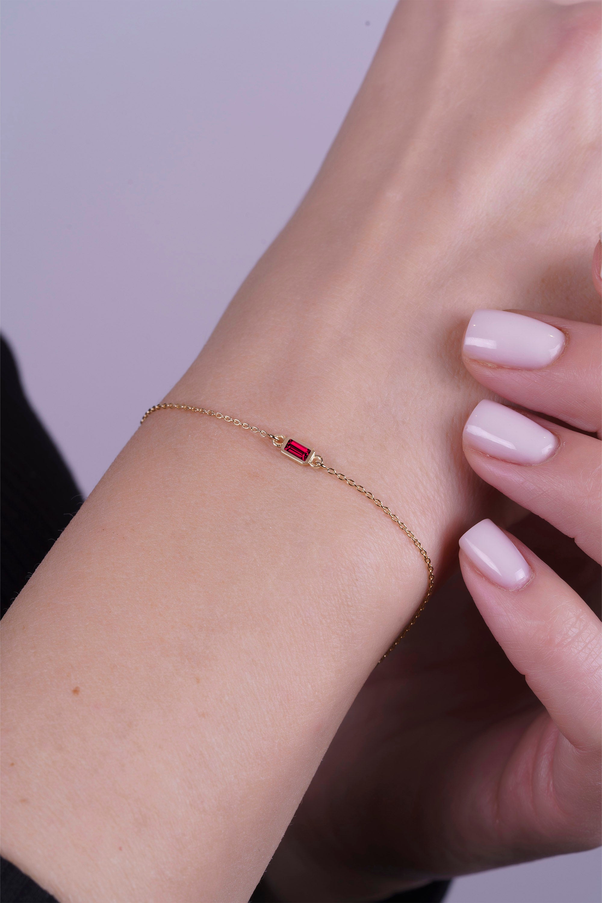14K Gold Ruby Bracelet, Anniversary Bracelet