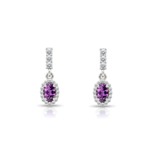 14K Gold Amethyst Oval Earrings