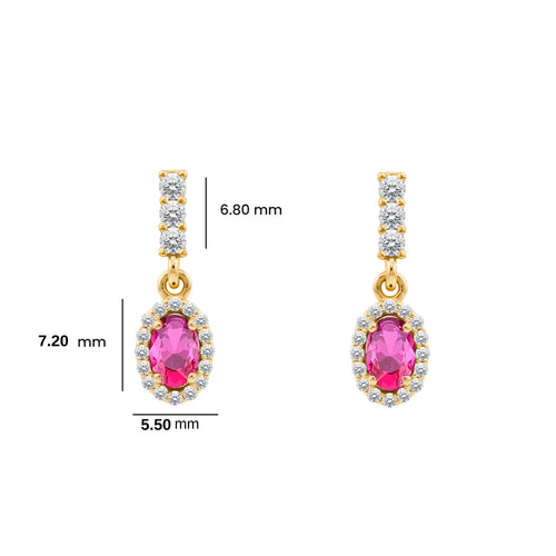14K Gold Pink Sapphire Oval Earrings