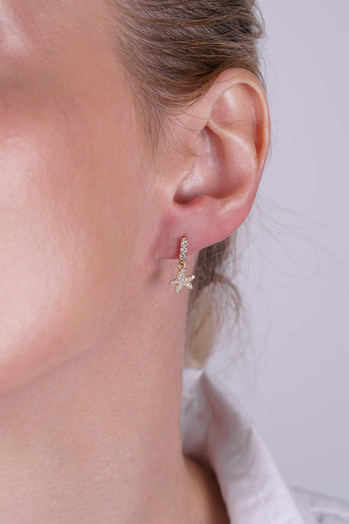 14K Gold Starfish Drop Earrings