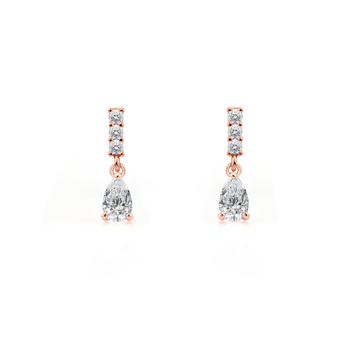 14K Gold White Sapphire Drop Earrings