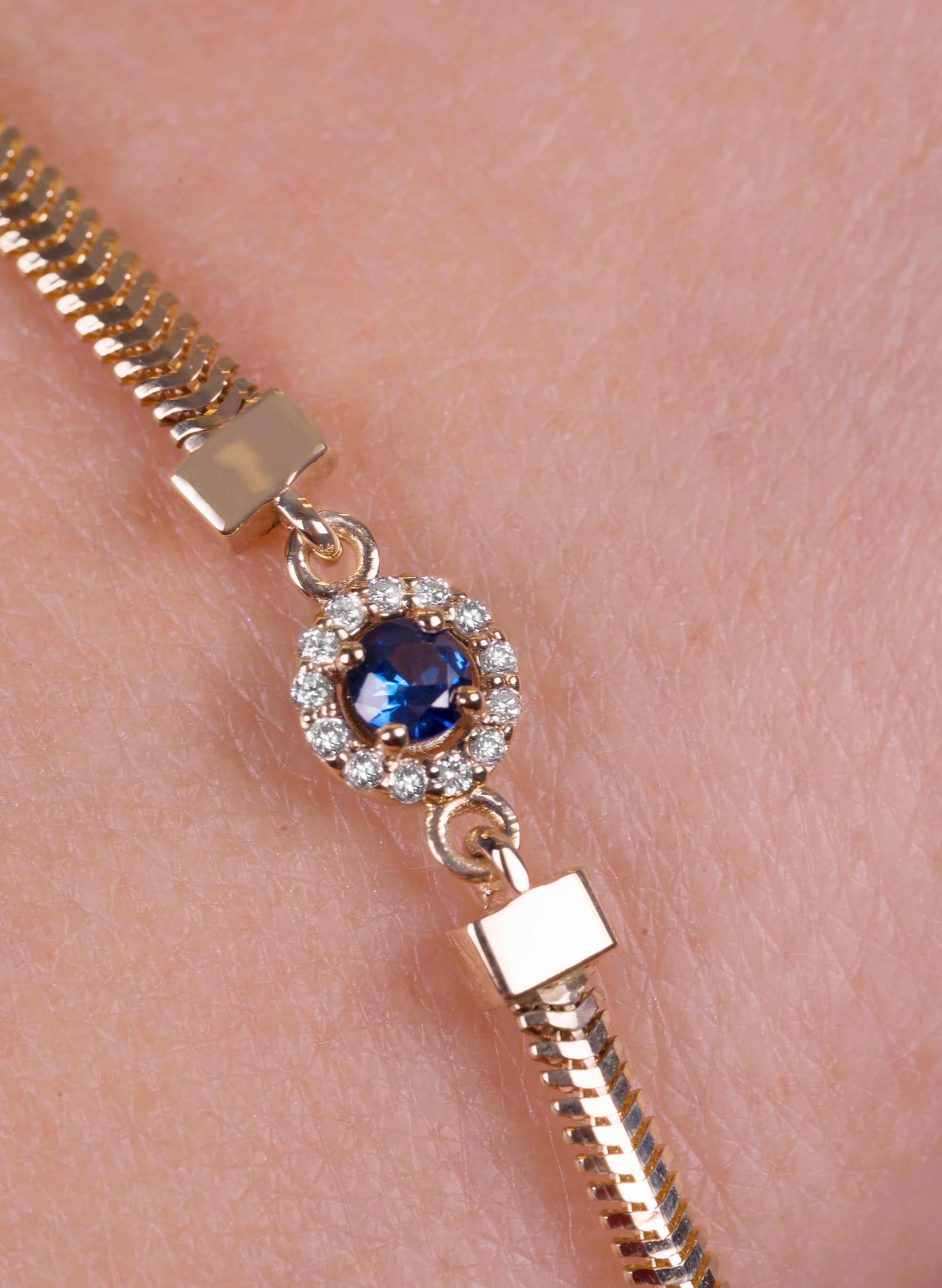 14K Gold Blue Sapphire Bracelet / September Birthstone Gift