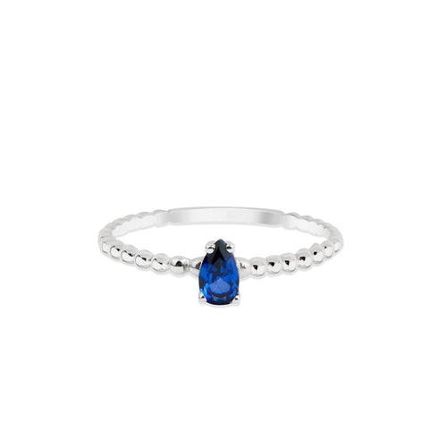 14K Solid Gold Pear Cut Sapphire Ring
