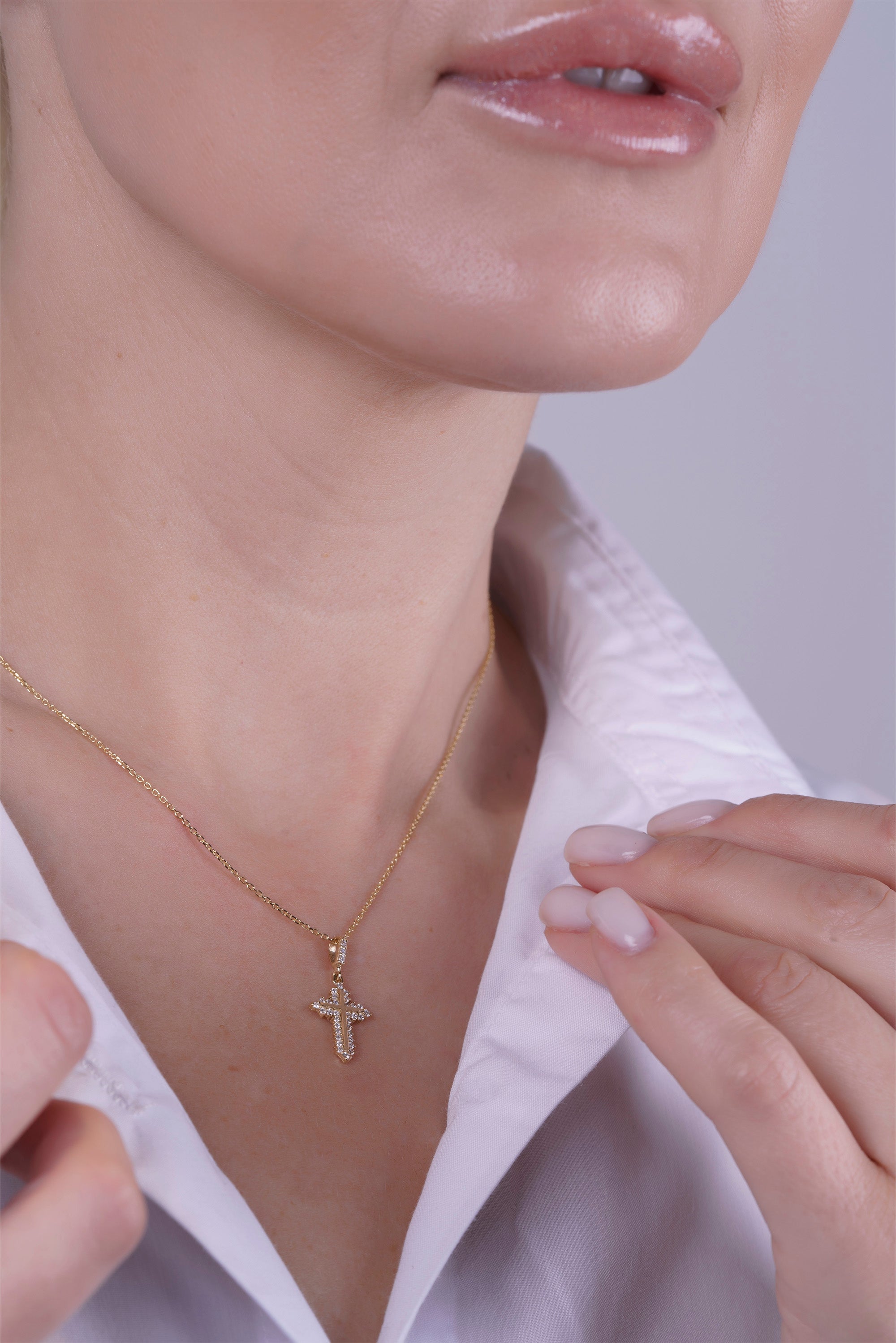 14K Gold Religious Cross Necklace