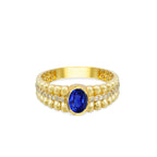 14K Gold Natural Sapphire Beaded Ring