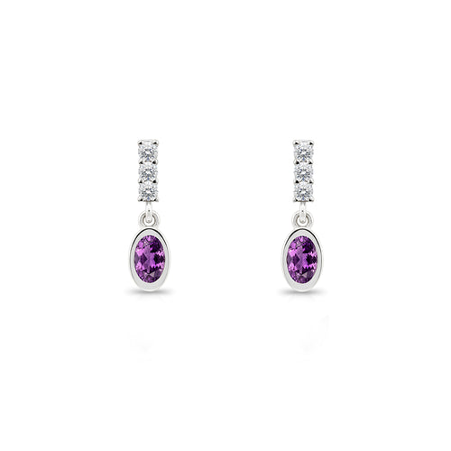 Oval Amethyst Earrings