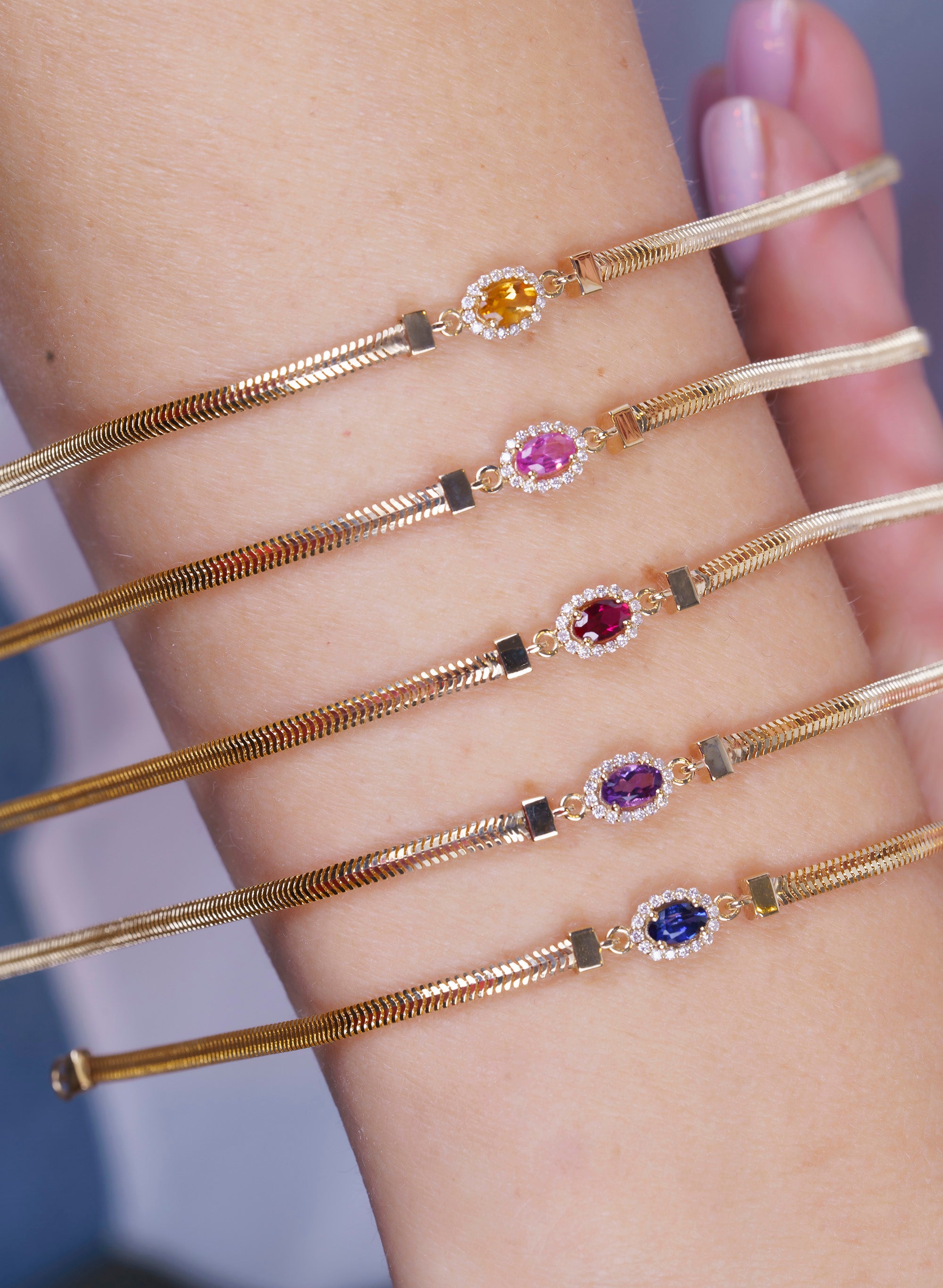14K Gold Oval Sapphire Diamond Bracelet