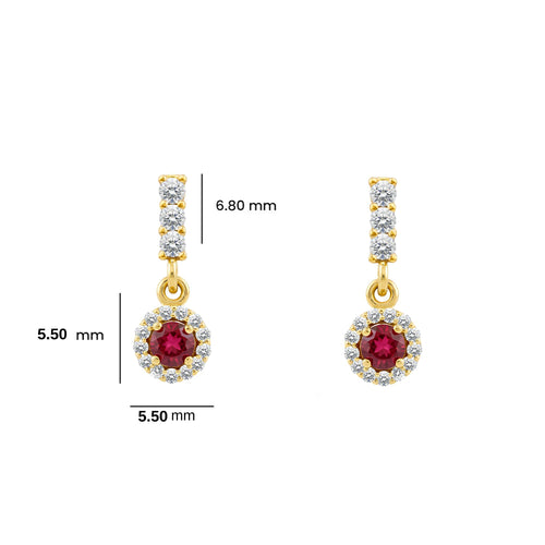 14K Gold Ruby Halo Earrings