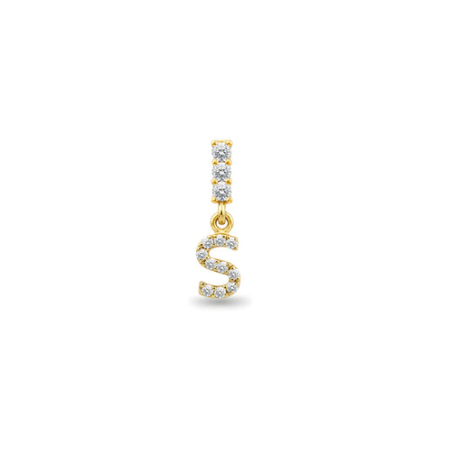 Diamond Initial S Drop Earring