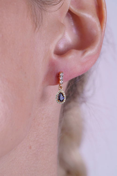 14K Gold Sapphire Pear Cut Earrings