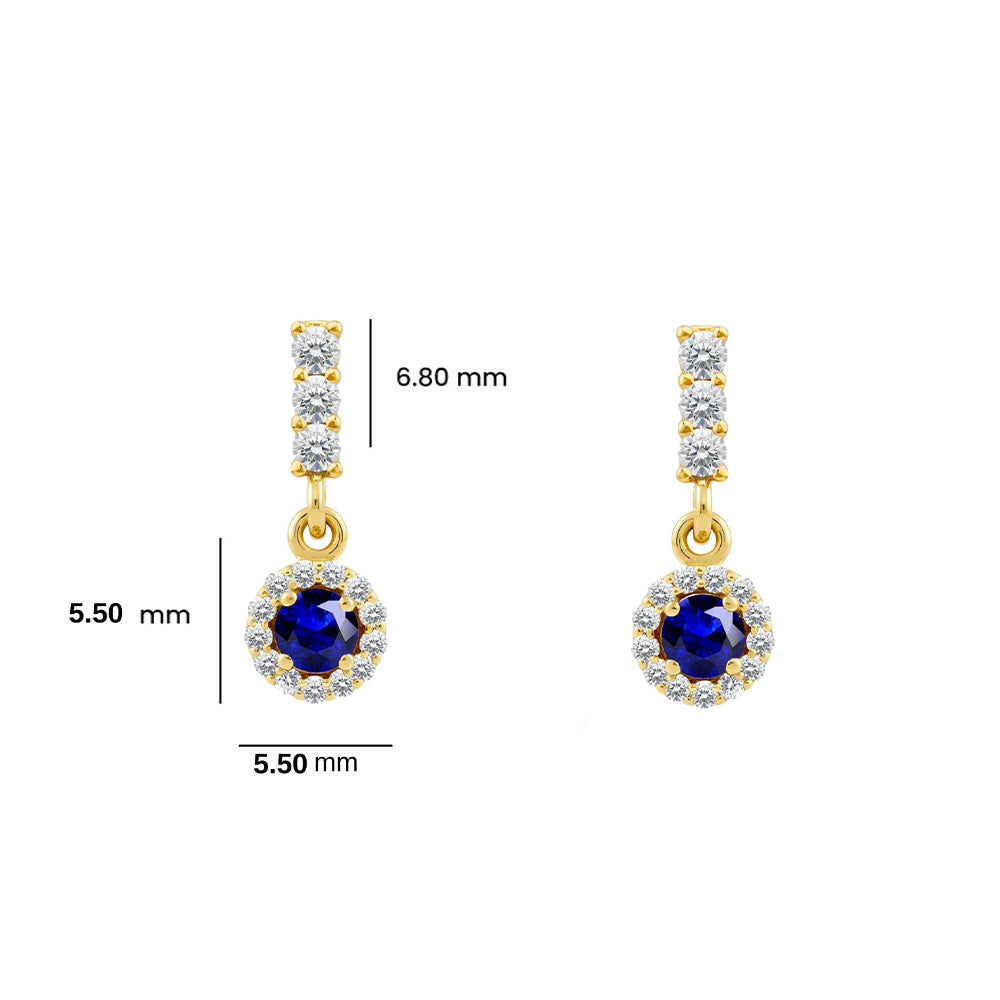 14K Gold Sapphire Halo Earrings