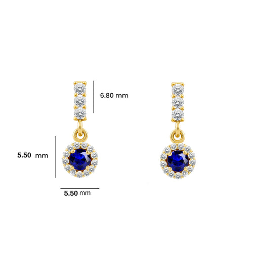 14K Gold Sapphire Halo Earrings