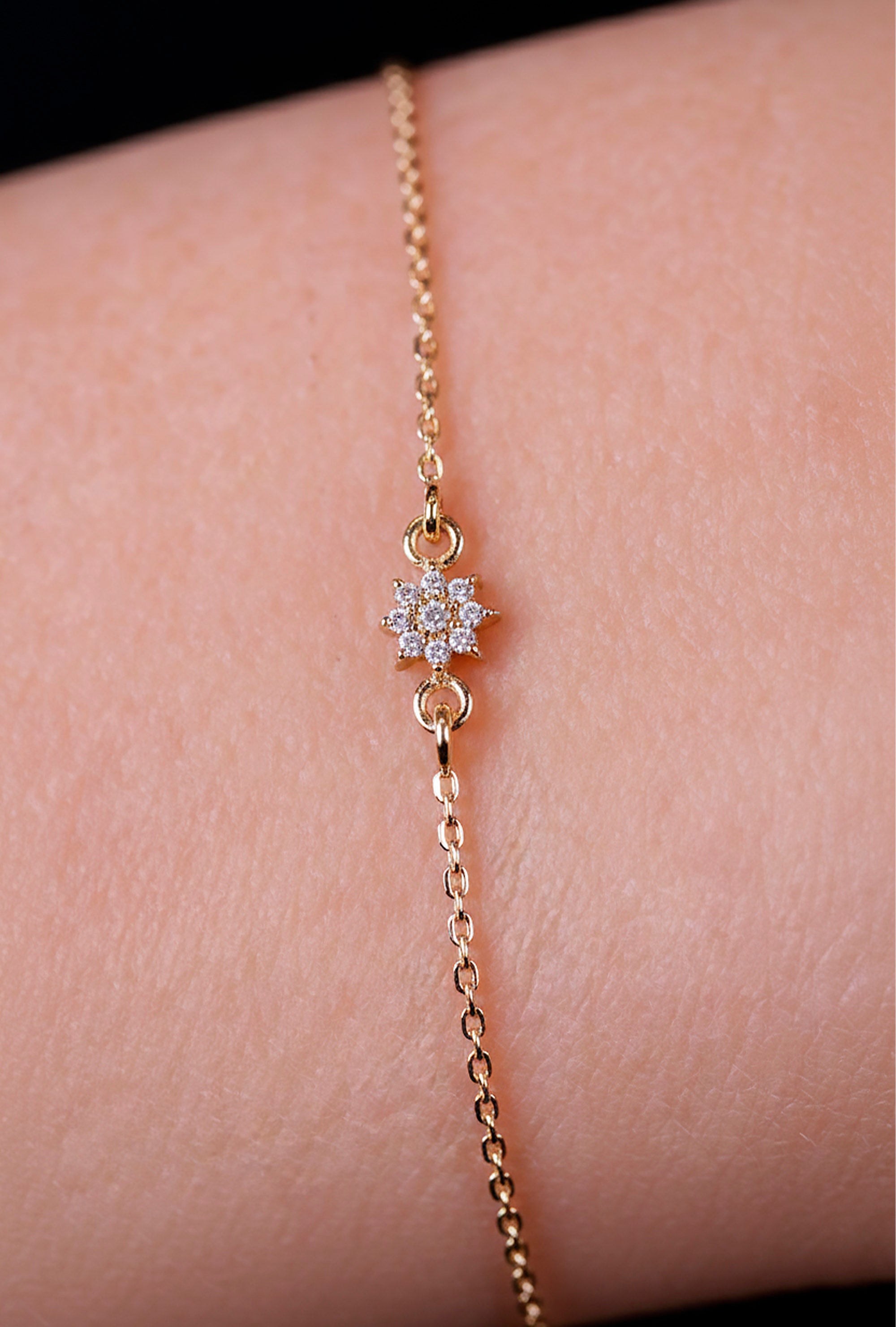 14K Gold Diamond Star Bracelet / Celestial Bracelet