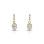 14K Gold White Sapphire Oval Earrings