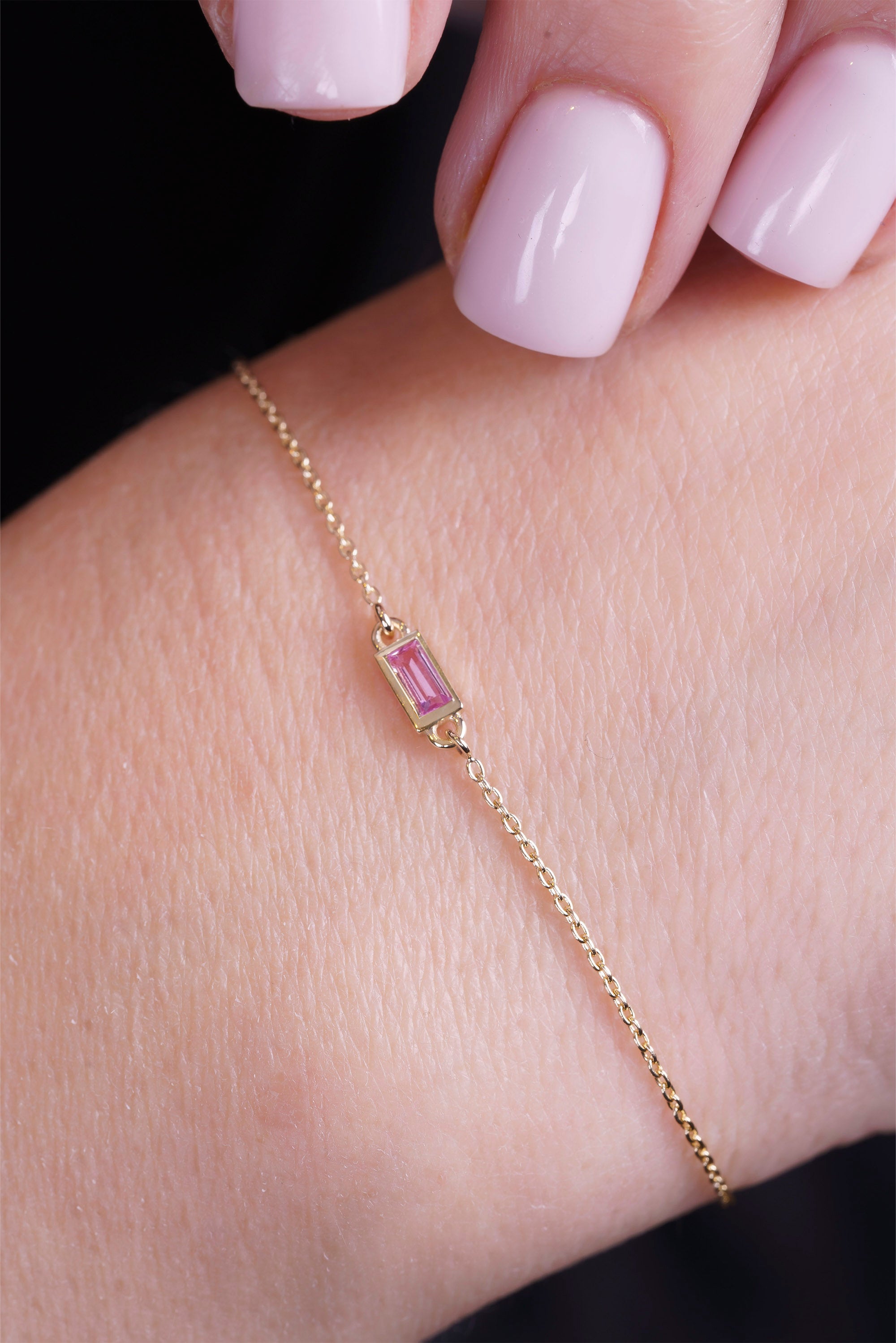 Natural Pink Sapphire Bracelet, Anniversary Bracelet