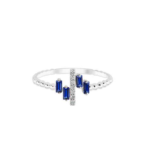 14K Solid Gold Diamond Sapphire Statement Ring