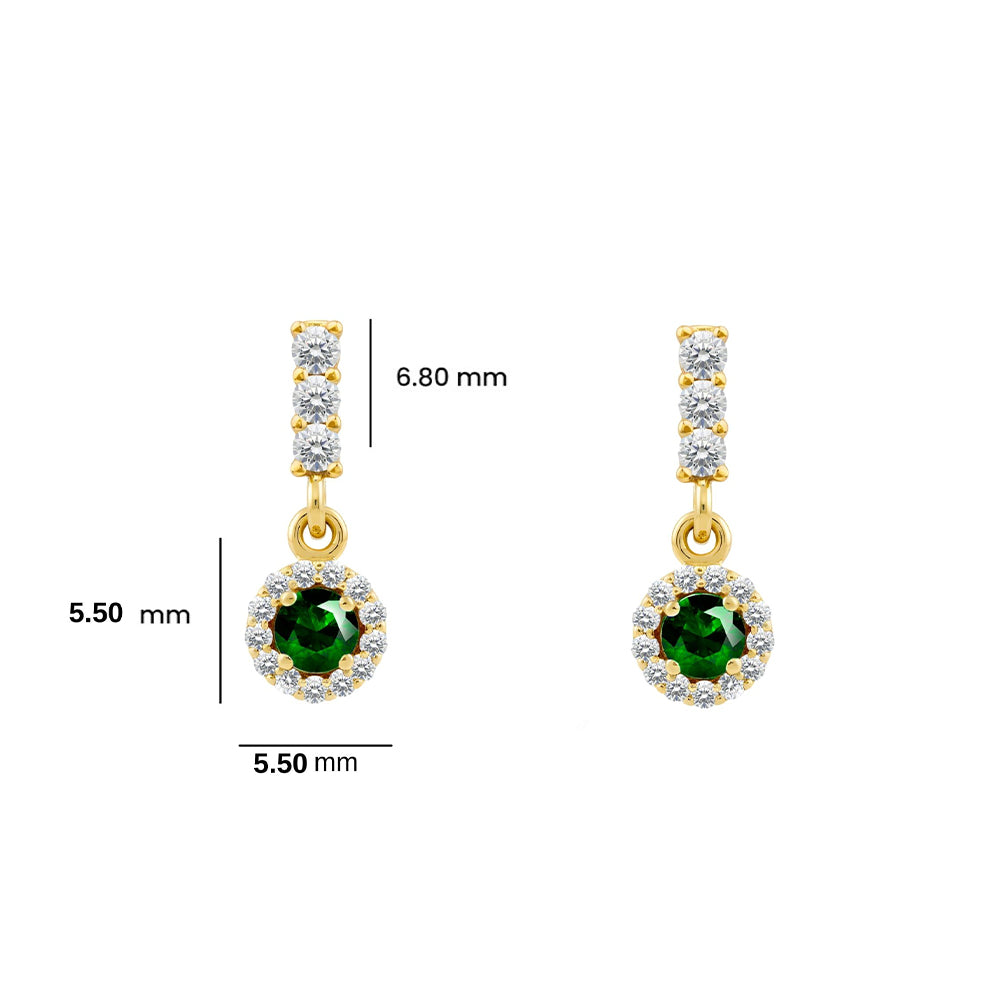14K Gold Emerald Halo Earrings