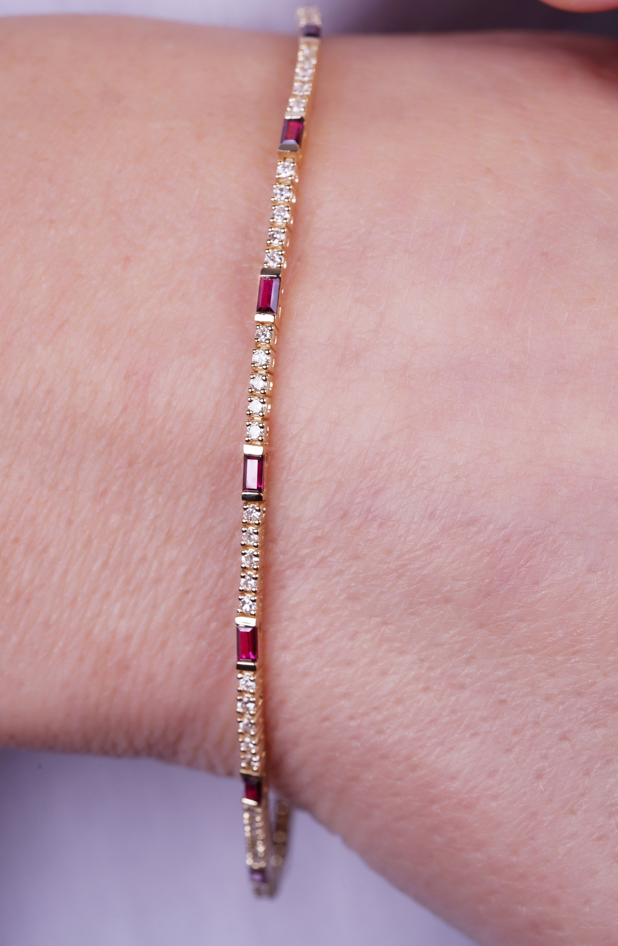 Natural Ruby Diamond Tennis Bracelet