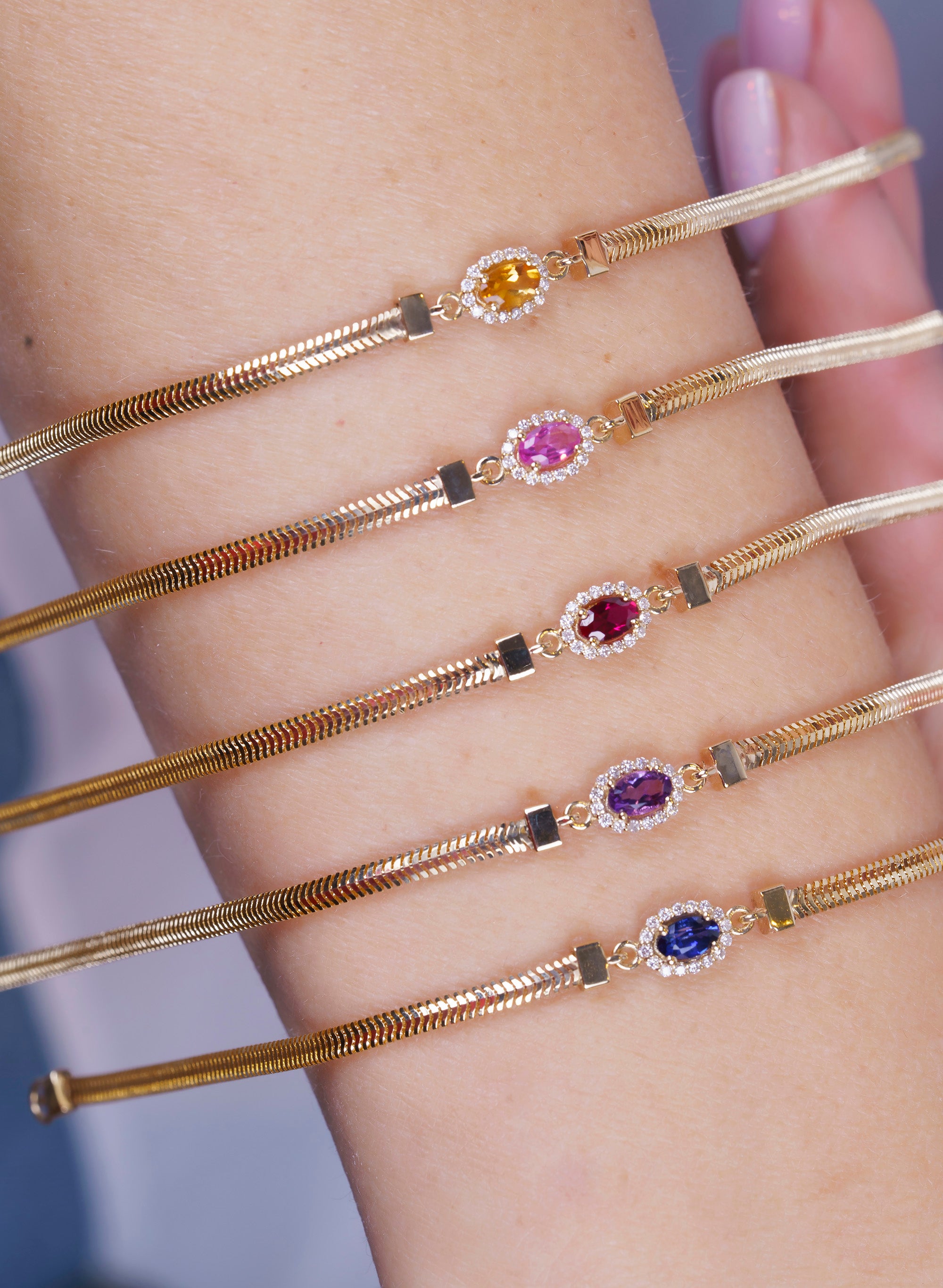 Natural Citrine Diamond Bracelet / Oval Bracelet