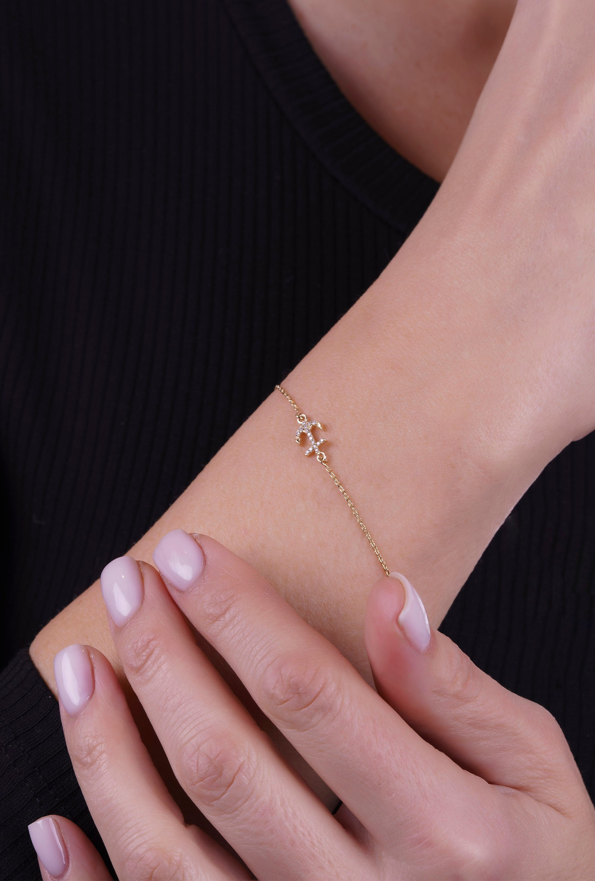 14K Gold Anchor Bracelet