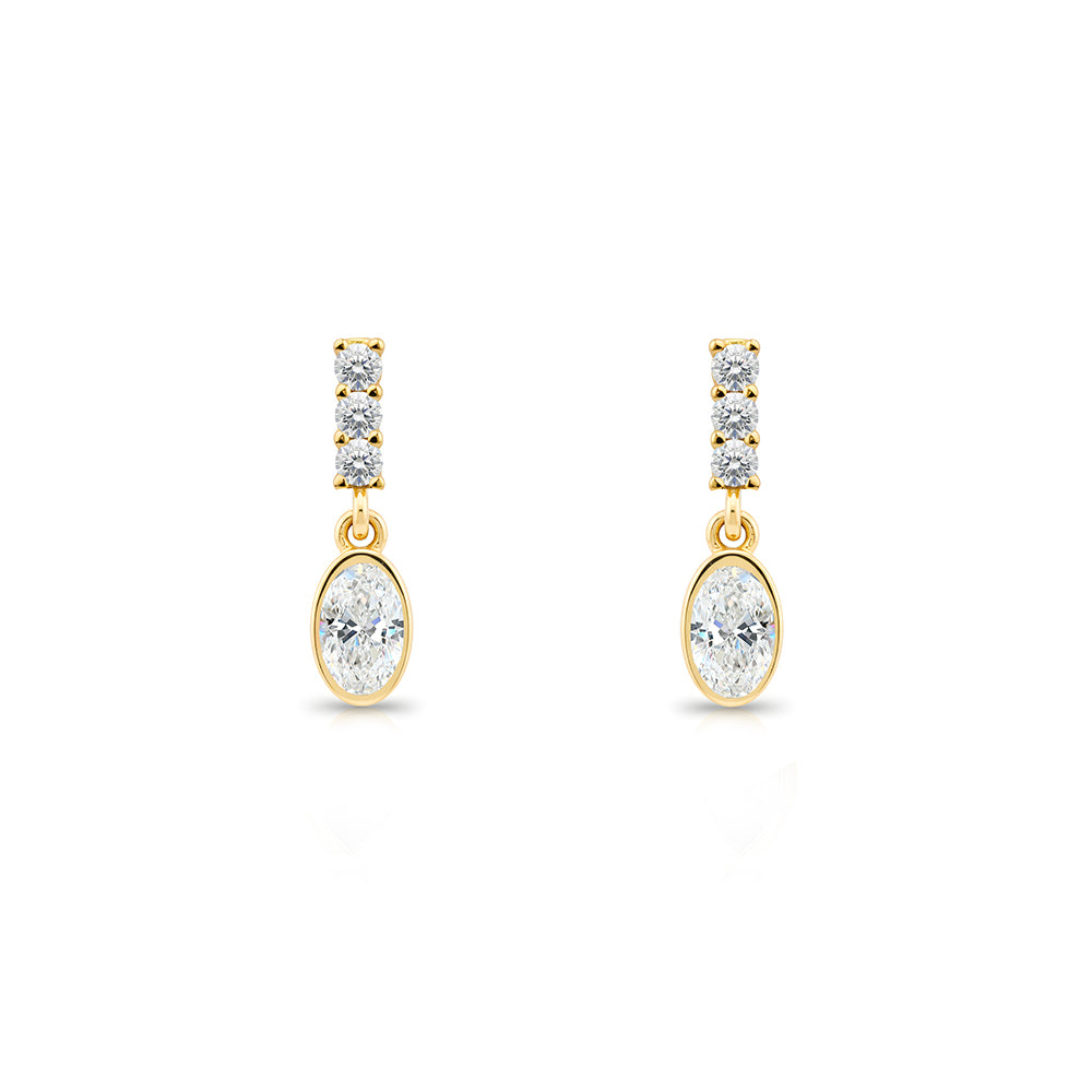Oval White Sapphire Earrings