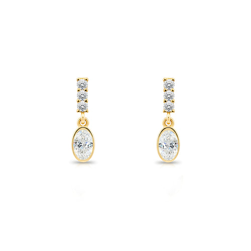 Oval White Sapphire Earrings