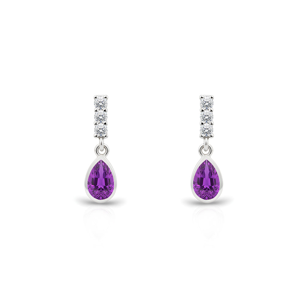 14K Gold Amethyst Teadrop Earrings