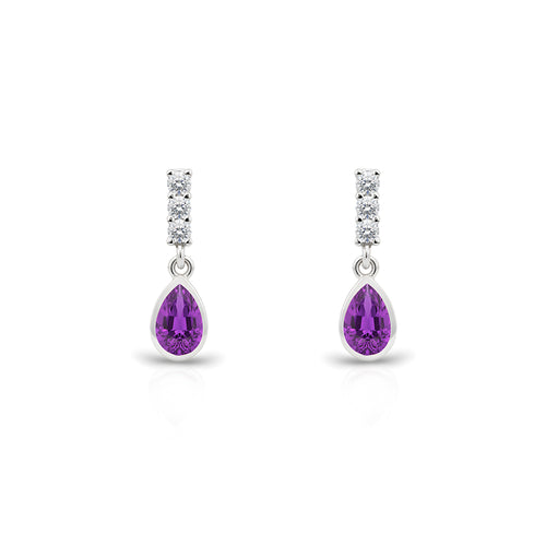 14K Gold Amethyst Teadrop Earrings