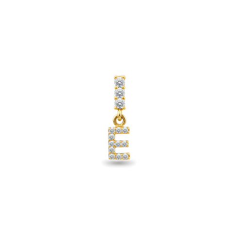 14K Gold Diamond Letter E Earring