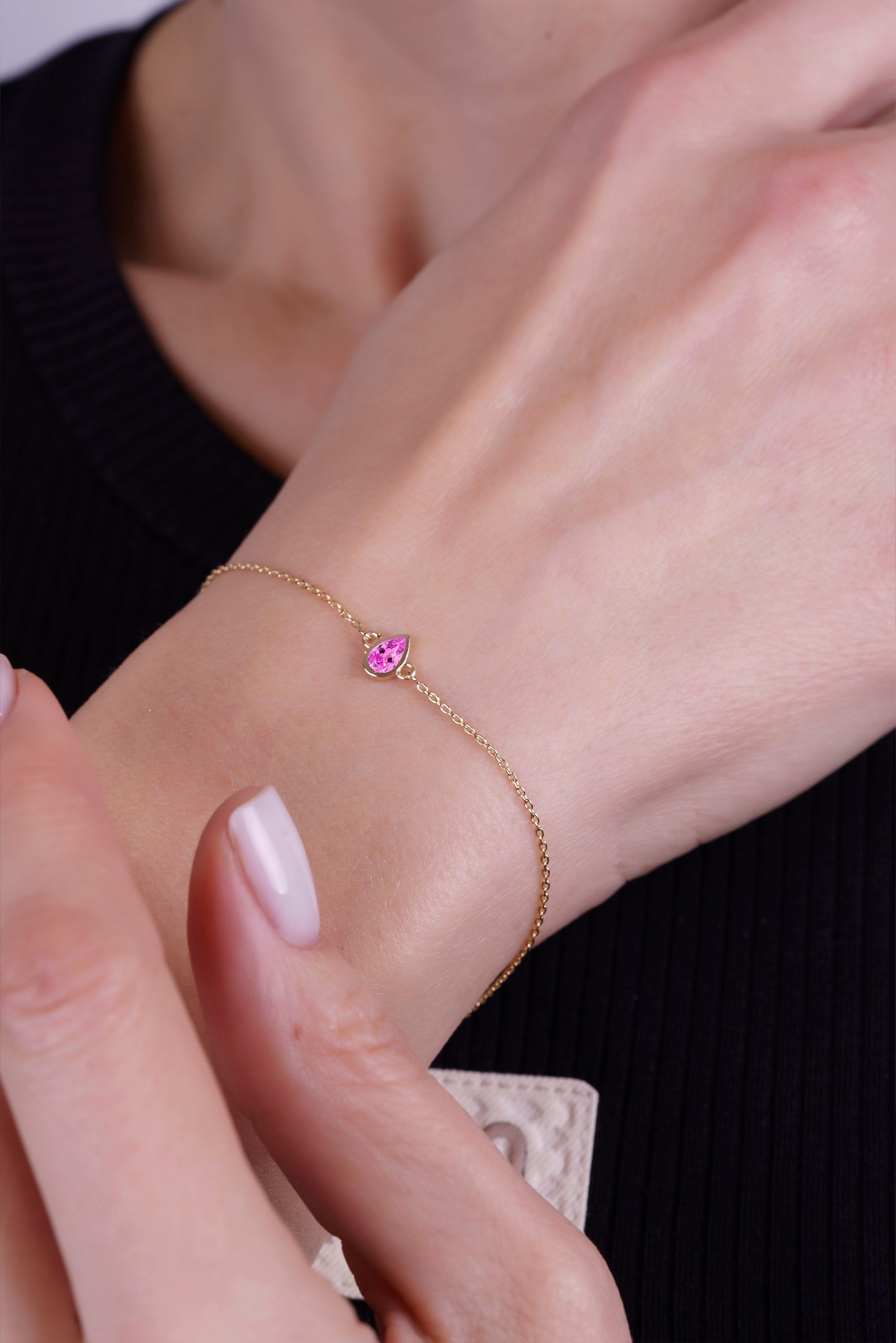 Pear Pink Sapphire Bracelet
