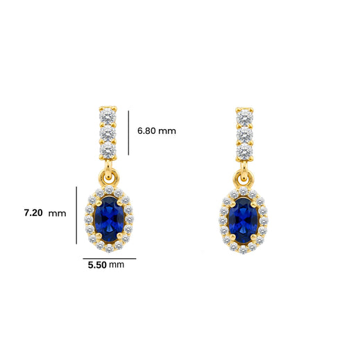 14K Gold Sapphire Oval Earrings