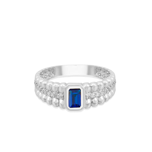 14K Gold Natural Sapphire Double Row Ring