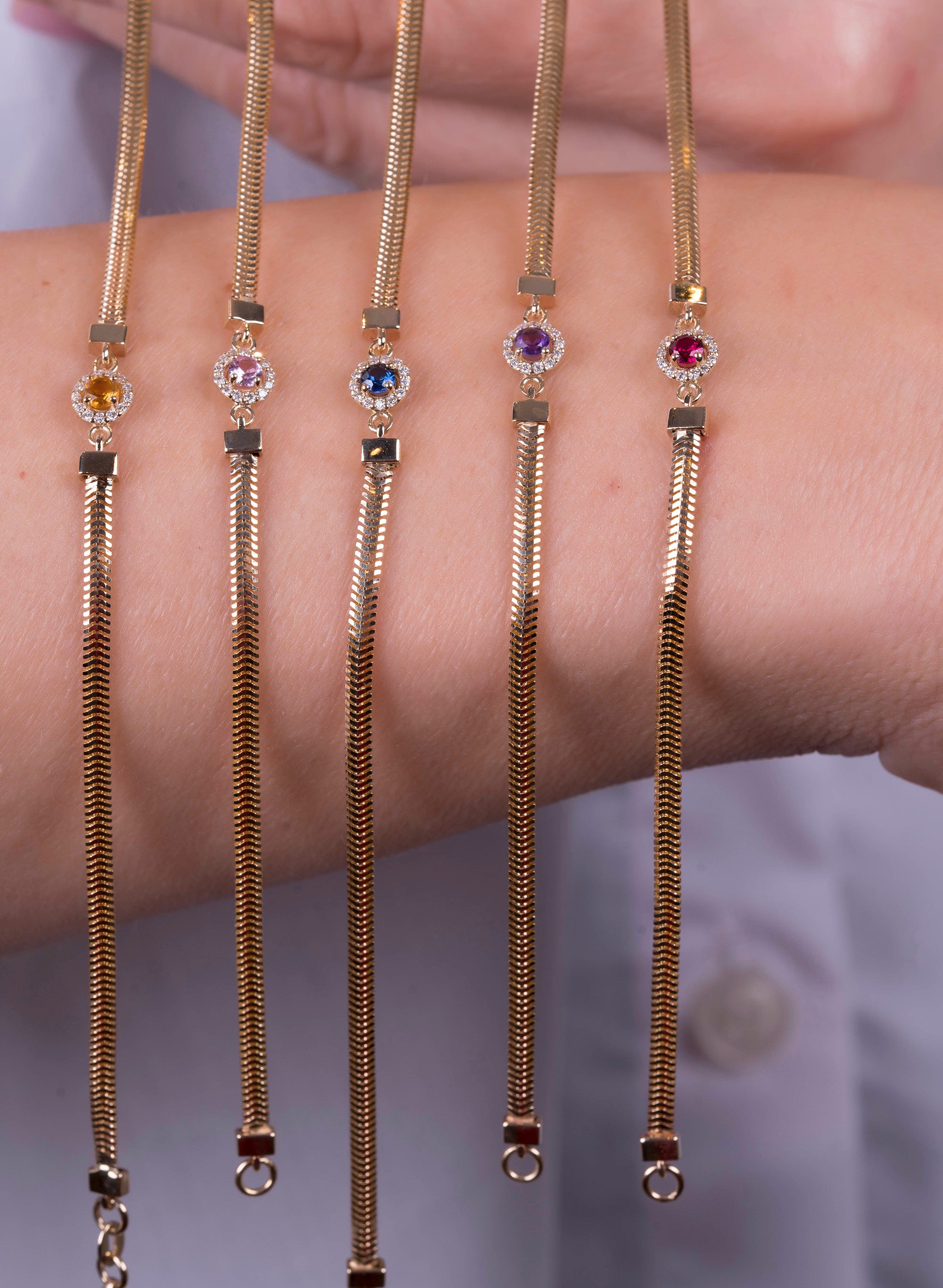 14K Gold Round Ruby Diamond Bracelet
