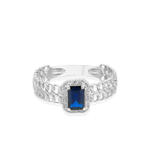 14K Gold Natural Sapphire Chain Ring