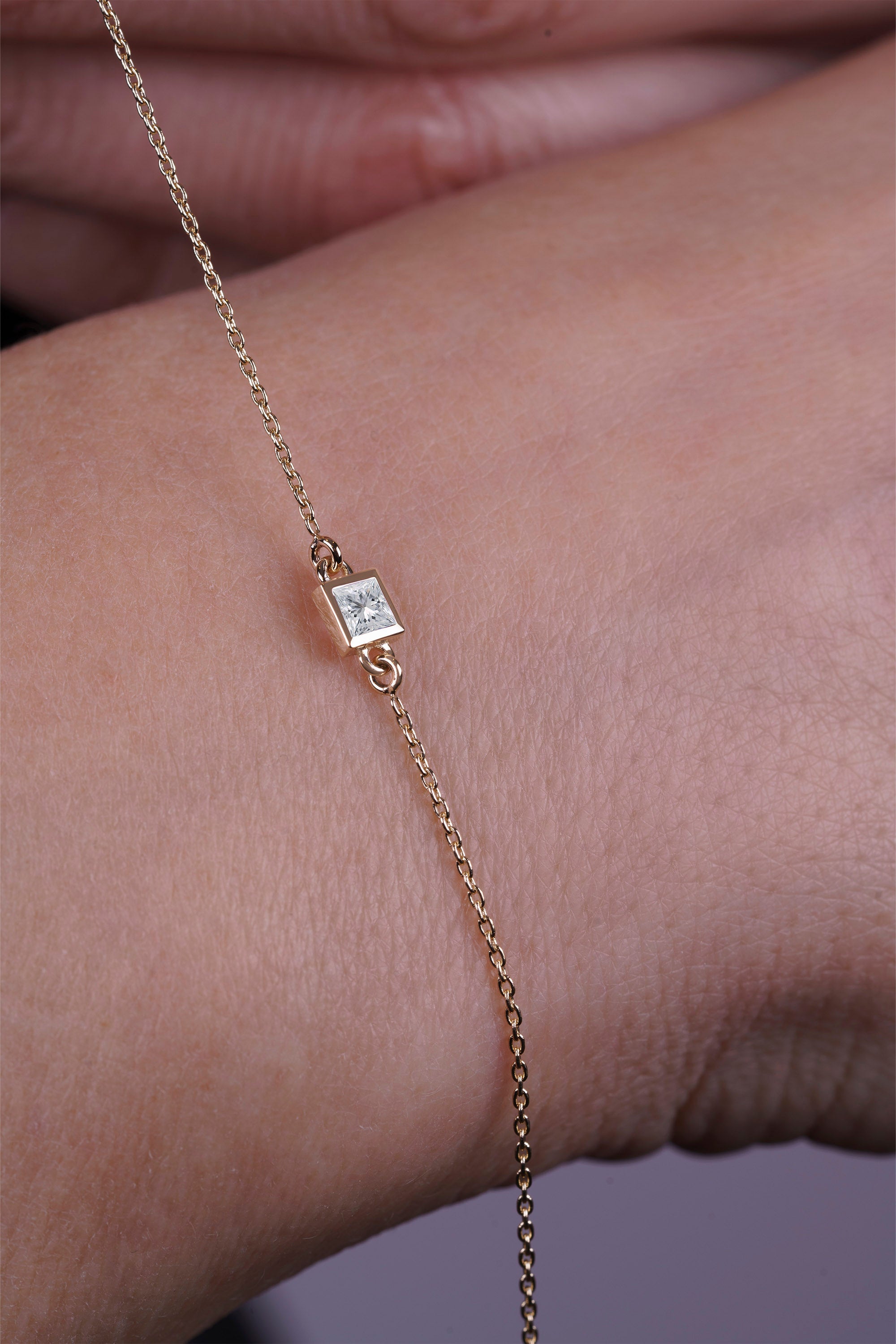 Square White Sapphire Bracelet, Anniversary Gift