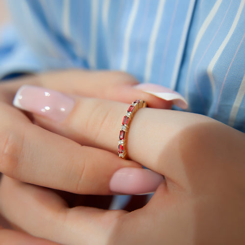 14K Solid Gold Diamond Ruby Ring