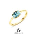 14K Baguette Cut London Blue Ring