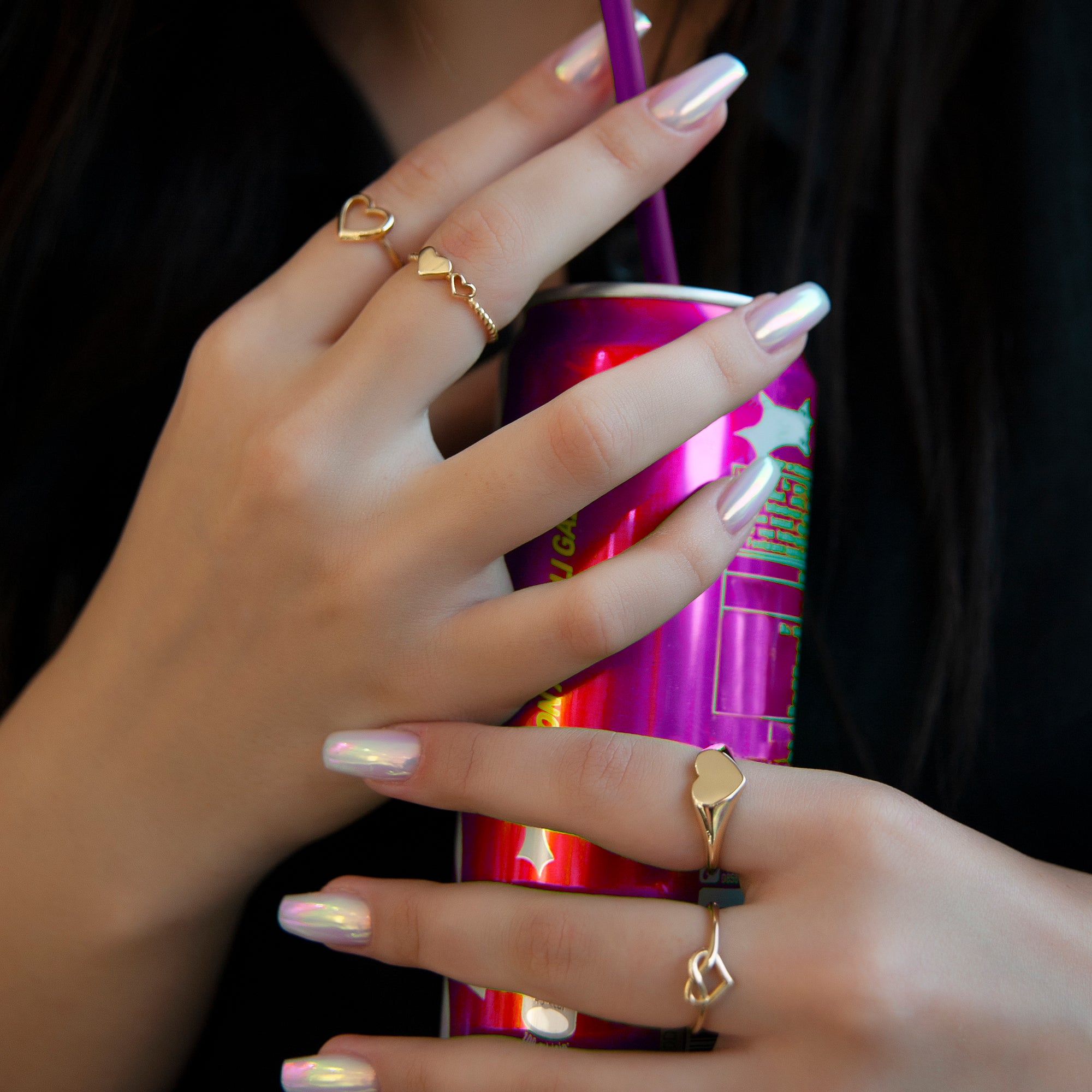 14K Solid Gold Open Heart Ring, Lover Ring, Gold Ring