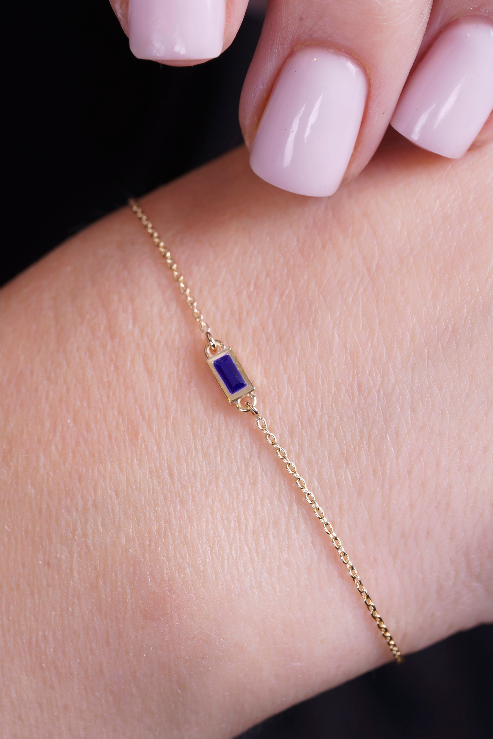 Minimalist Baguette Sapphire Bracelet