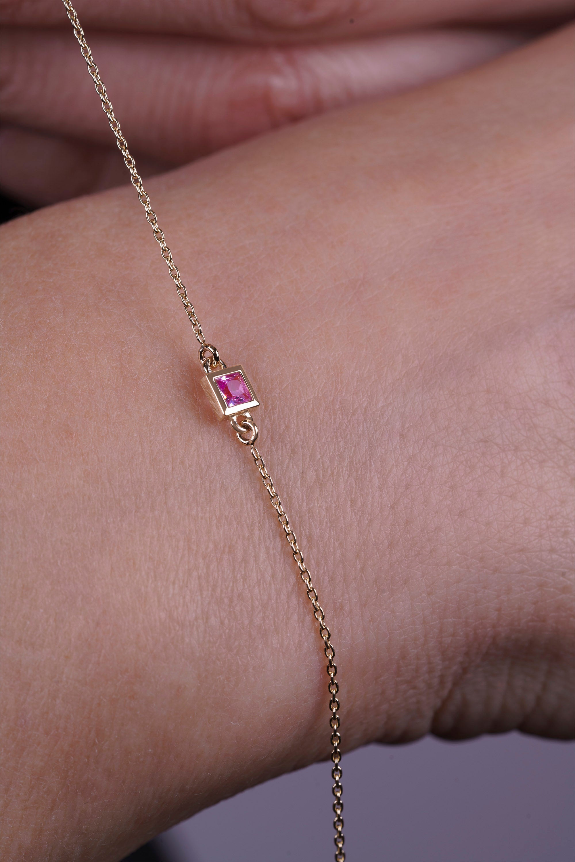 14K Gold Pink Sapphire Bracelet
