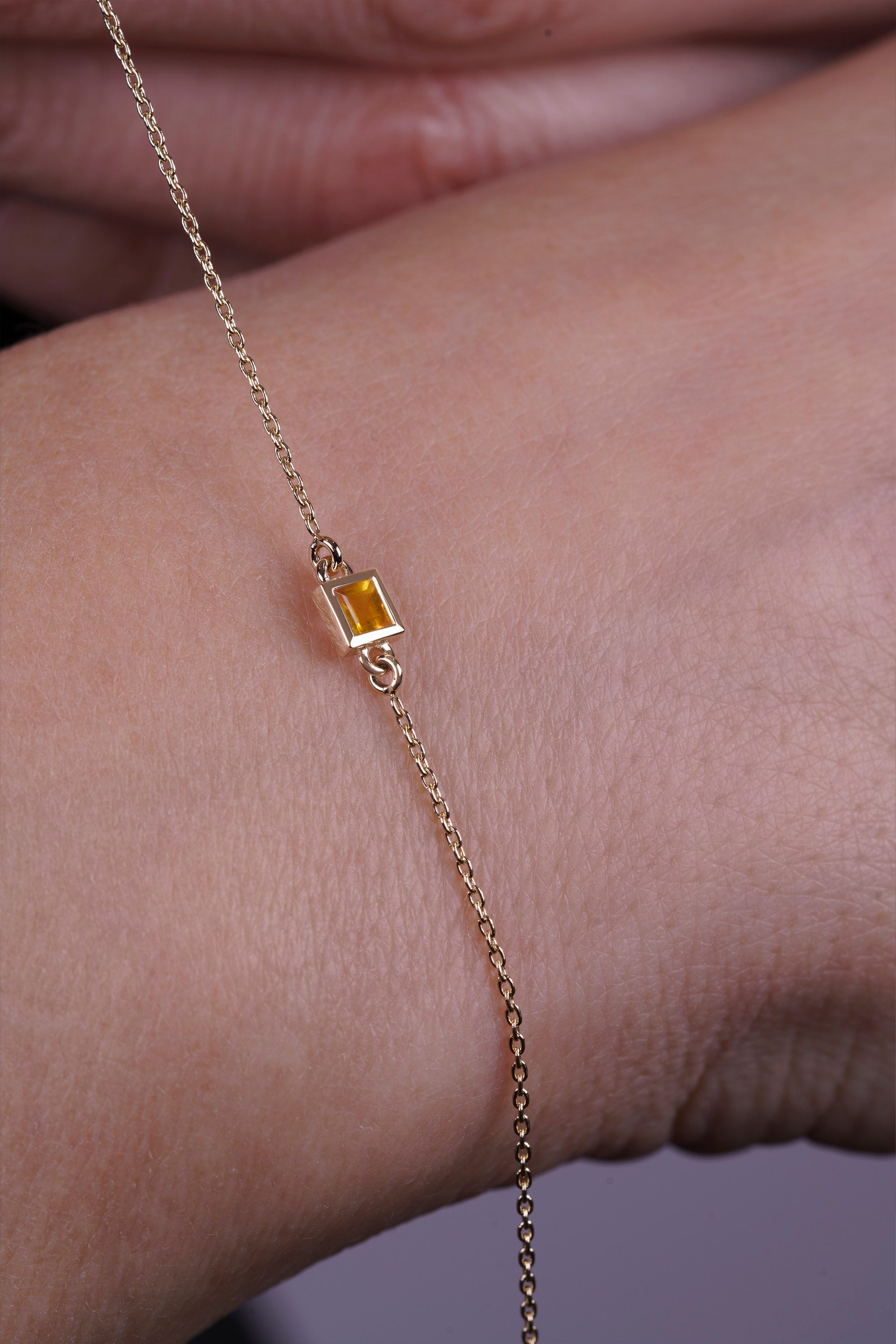 Princess Cut Natural Citrine Bracelet