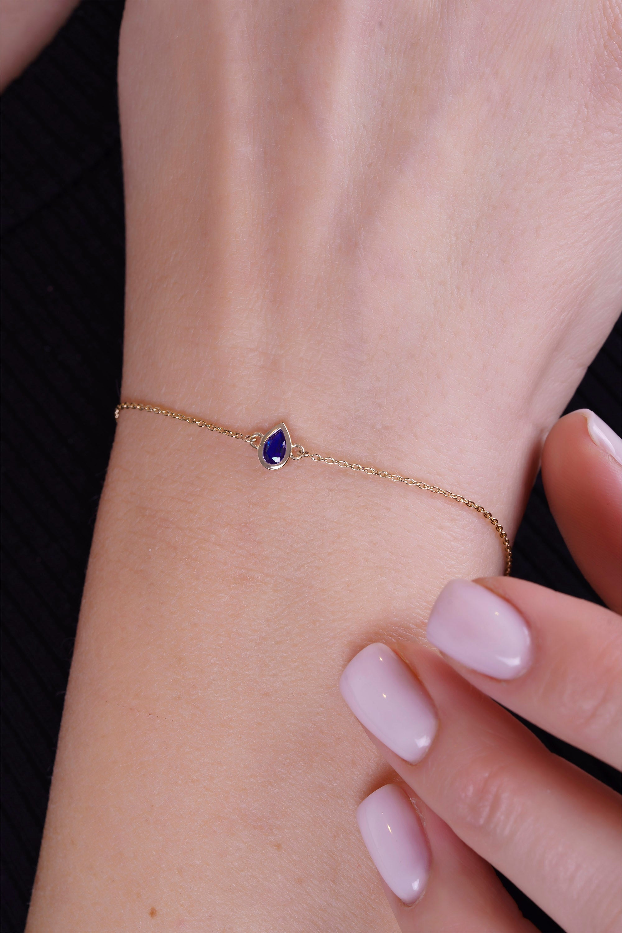 14K Gold Pear Sapphire Bracelet
